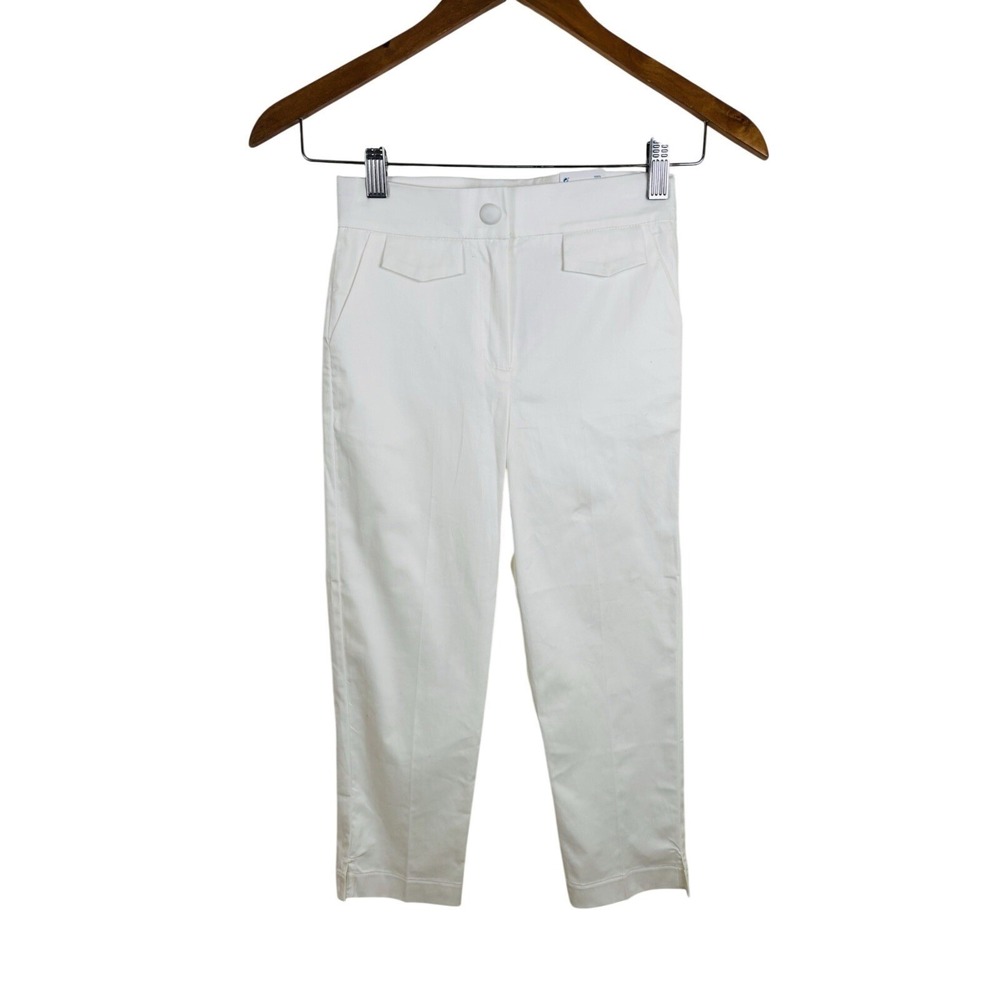 MAYORAL  Girls 8 Junior Cropped Satin Pants Adjustable Waist Off White - NWT